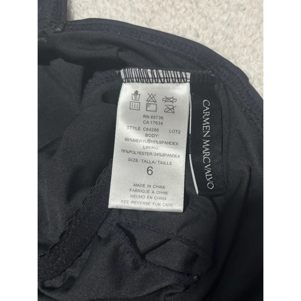 Carmen Marc Valvo Womens One-Piece, Sz 6 Black Swimsuit